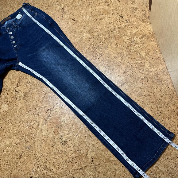 Judy Blue High Waist Exposed Button Fly Straight Jeans NWT In Dark Wash Sz 7/28 - Picture 15 of 15